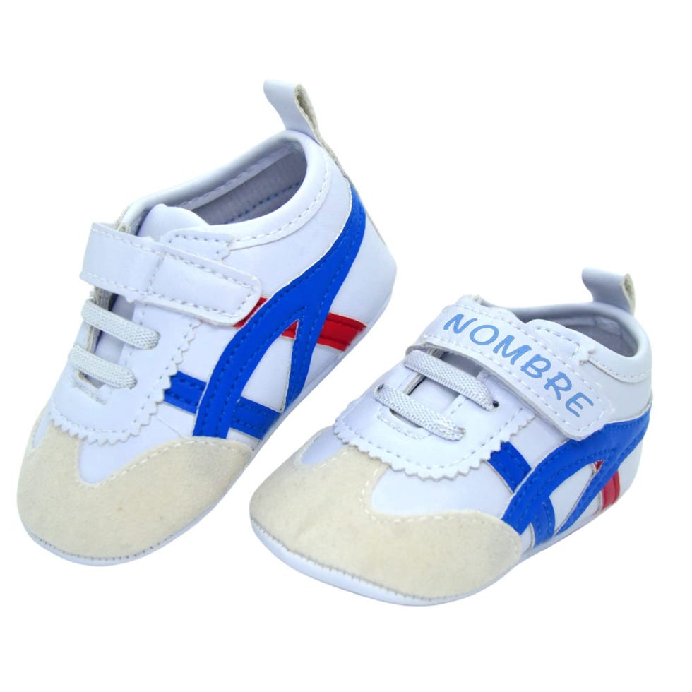Patucos en forma de deportivas para bebés personalizables con nombre