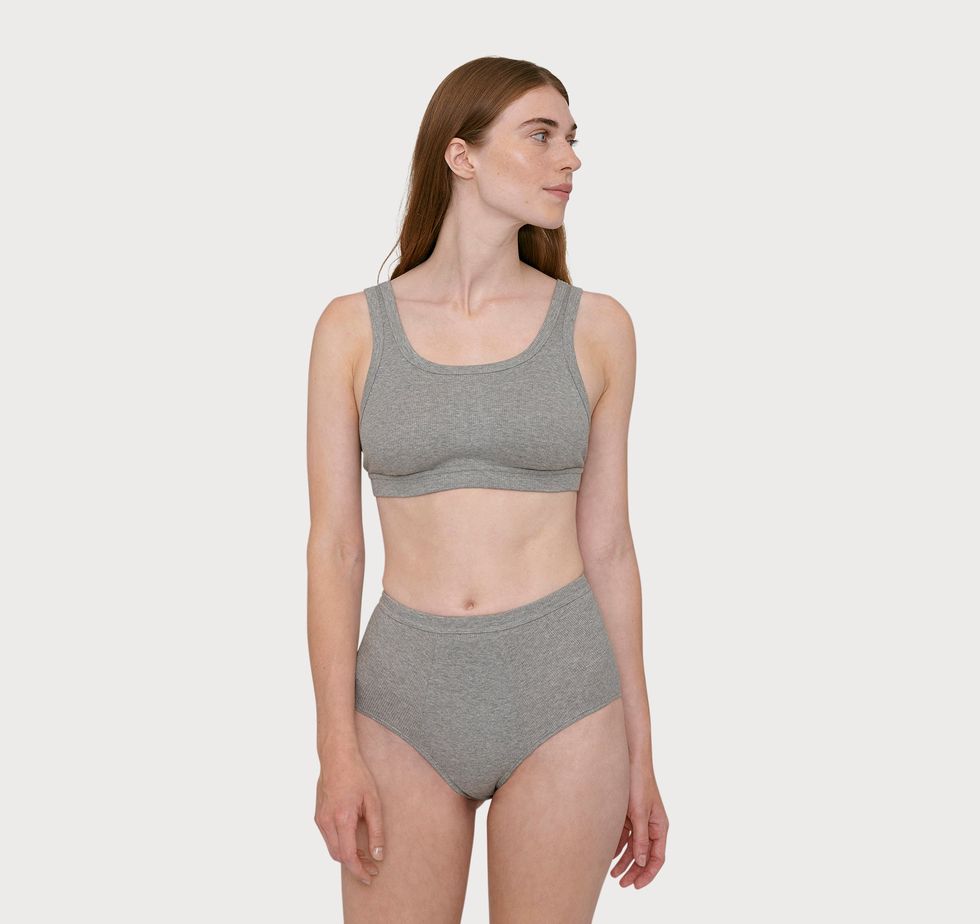 Organic cotton lingerie set , Grey Floral Women's Underwear