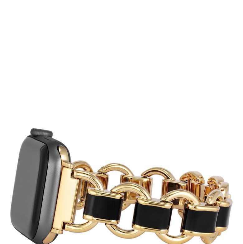 High End Fashion Look Gold and Black Apple Watch Band Chain 