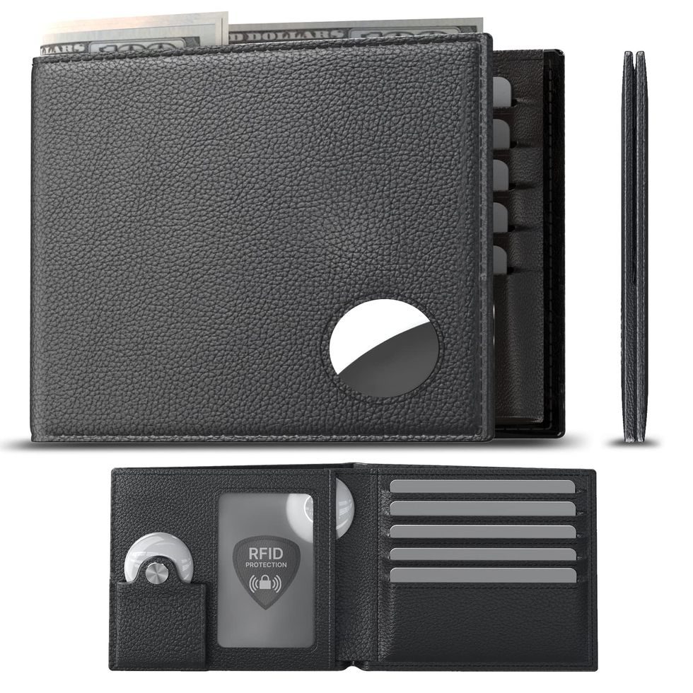 Leather AirTag Wallet with Money Clip for Cash en 2023