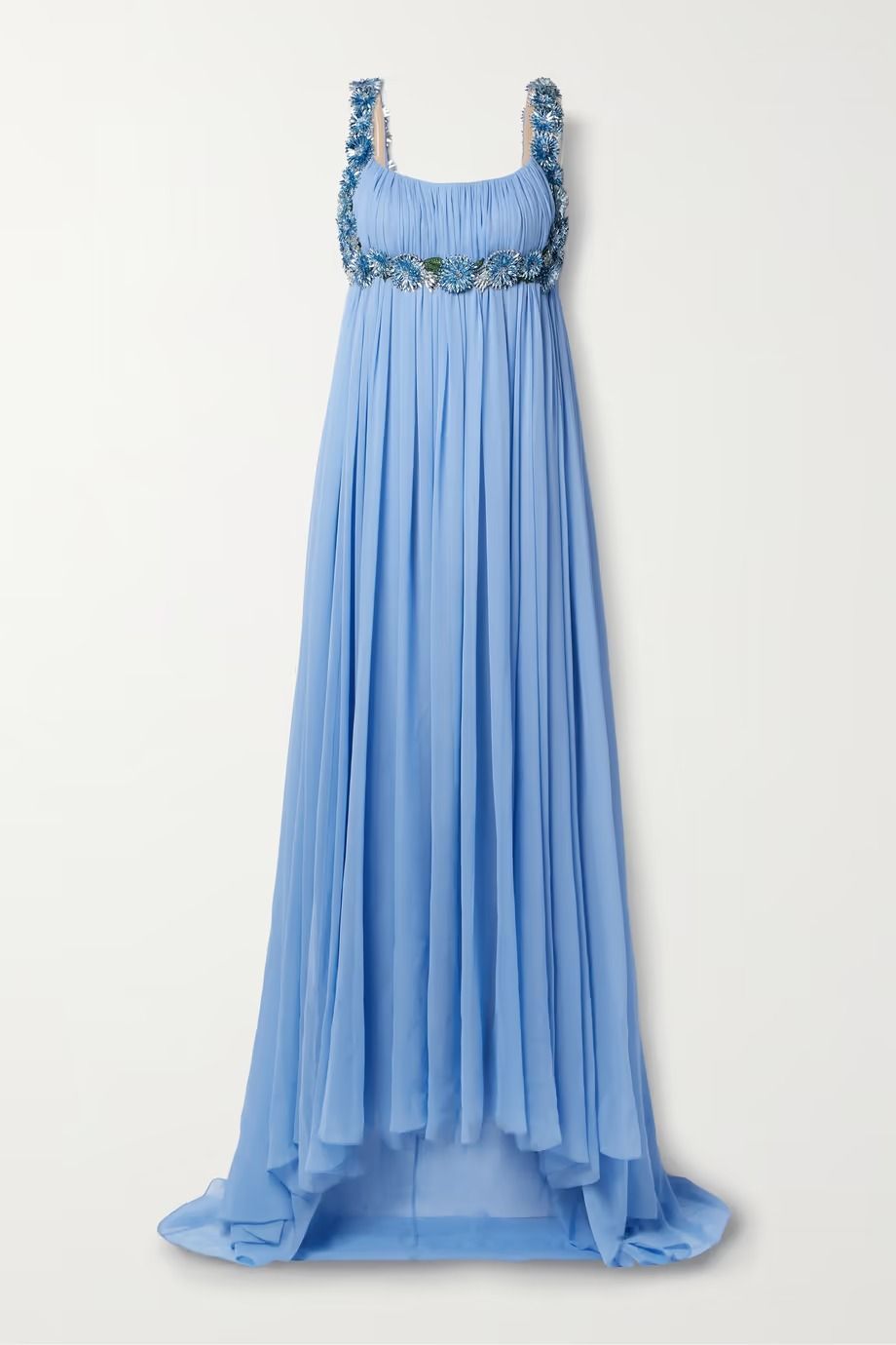 Embellished embroiderd silk-chiffon gown