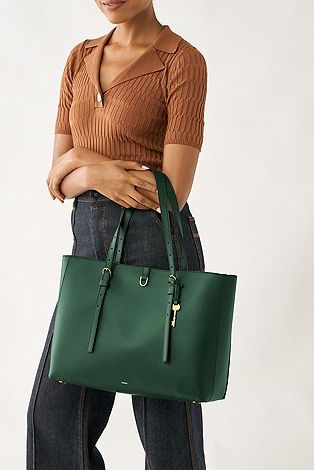 Agave Triangular Tote in Green, Cactus Leather Handbag