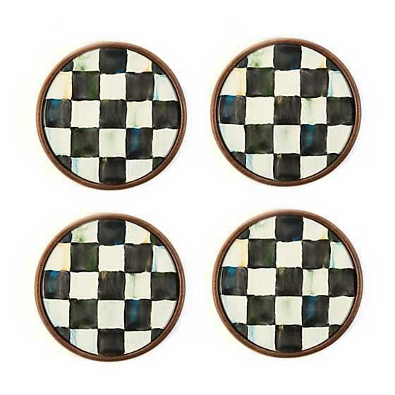 Courtly Check Enamel Coasters, Set of 4