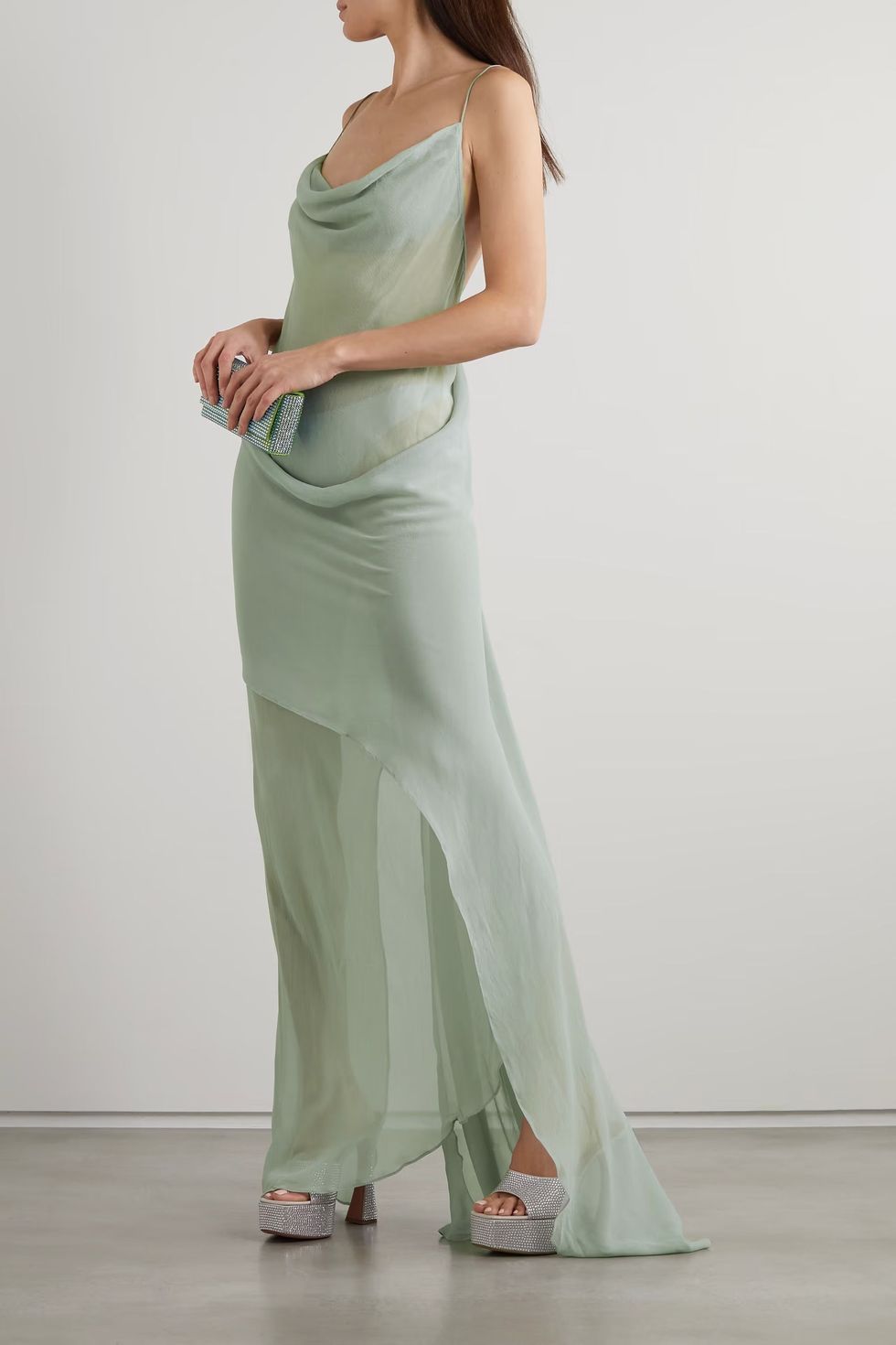 Draped silk-georgette maxi dress