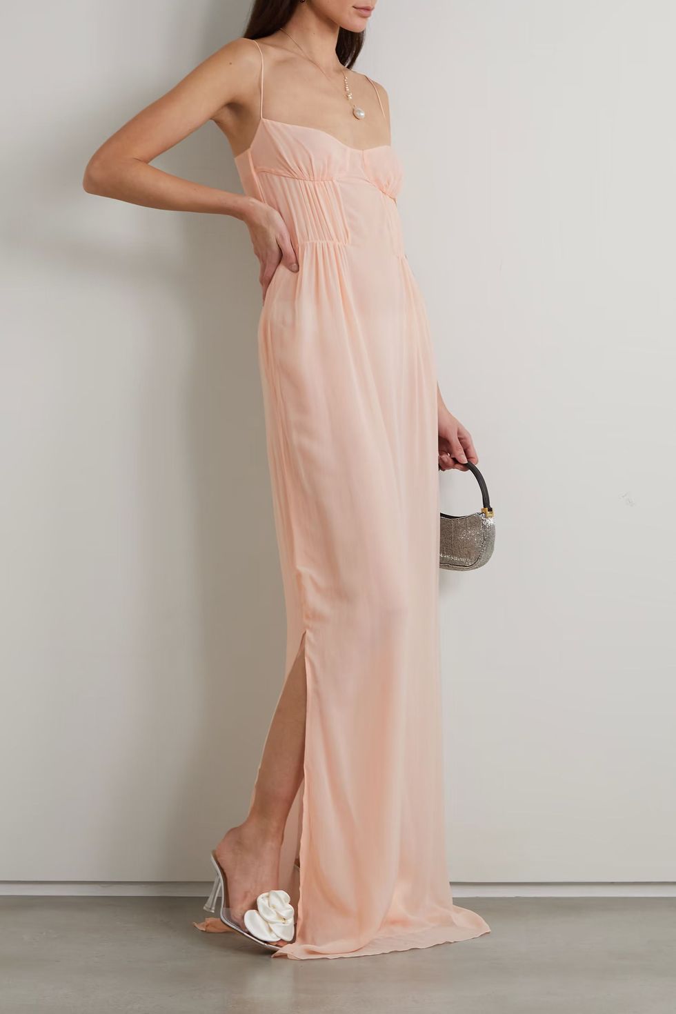 Ruched silk-georgette maxi dress