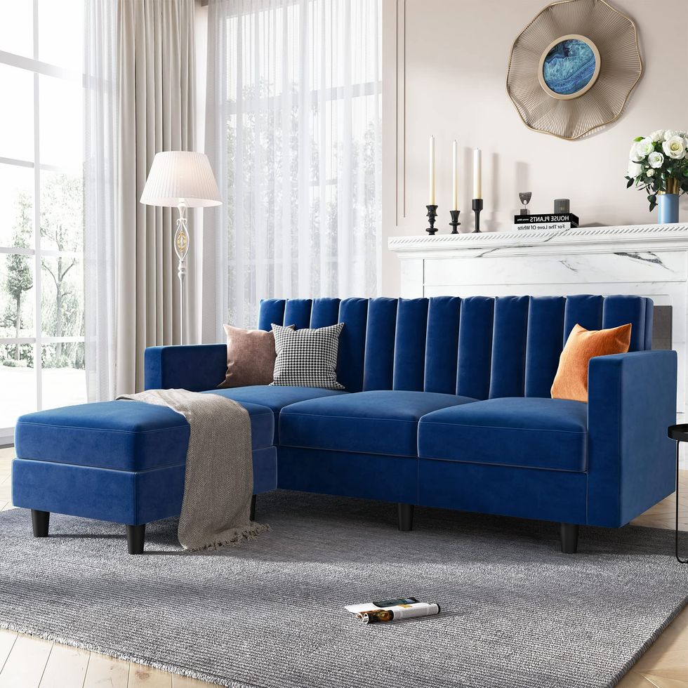 Velvet Convertible Sectional Sofa