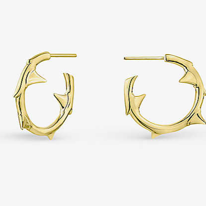 Gold Plated 'Thorn' Hoop Earrings