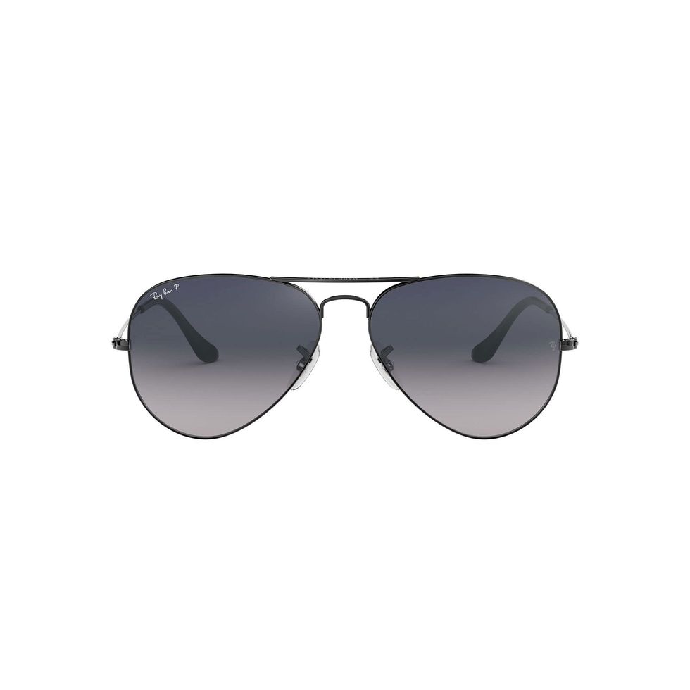 Ray-Ban RB3025 Classic Aviator Sunglasses, Gunmetal/Polarized Blue Gradient Grey, 62 mm