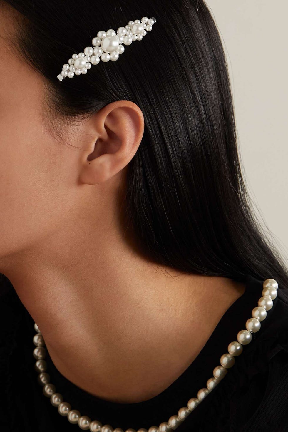 Simone Rocha Faux Pearl-Embellished Silver-Tone Hair Clip