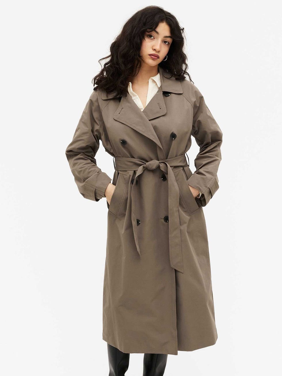 Double-breasted mid length trench coat