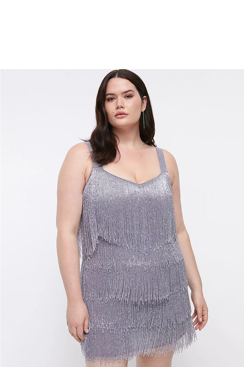 Plus Premium Embellished Fringe Mini Dress