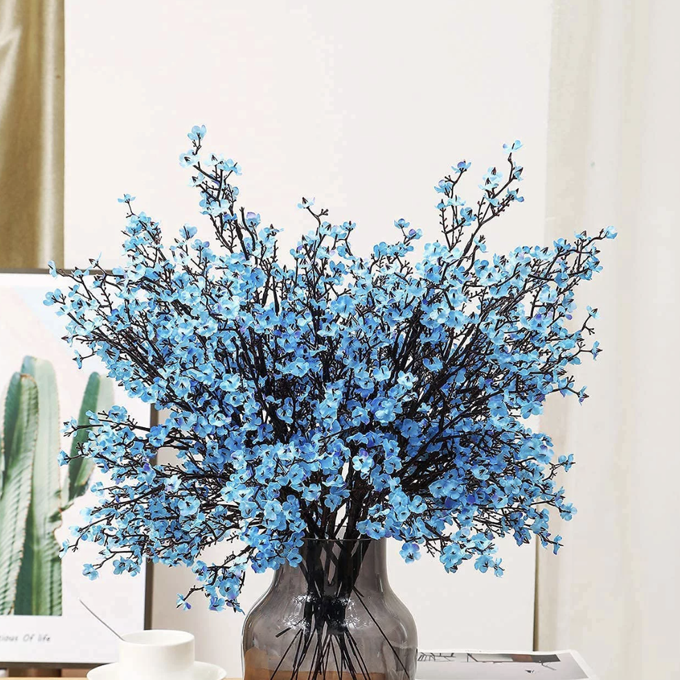 Blue Baby's Breath Artificial Flowers for Home Decor (21 Inches