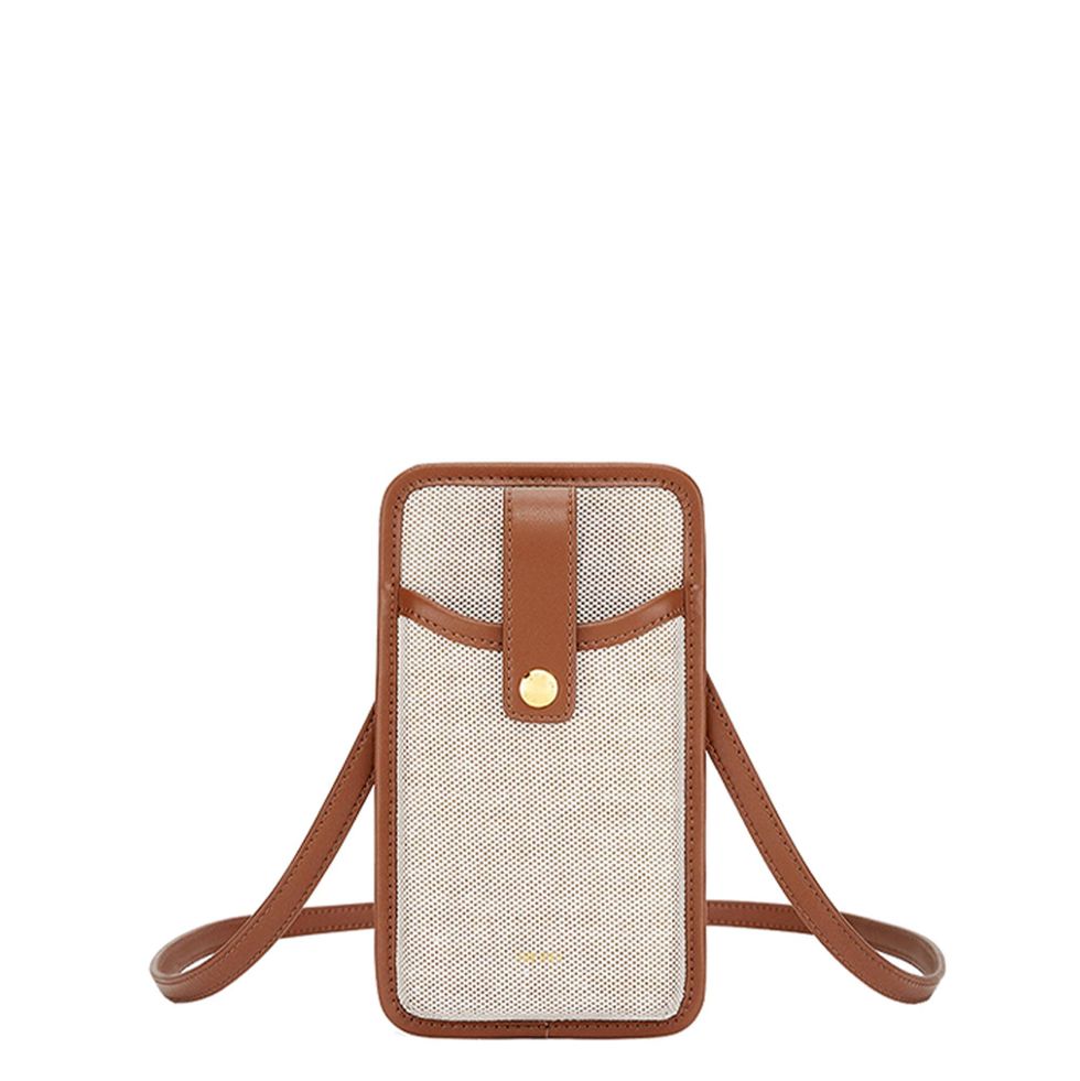 JW PEI, Bags, Jw Pei Mini Flap Shoulder Crossbody Bag Natural Canvas With  Brown Leather Trim