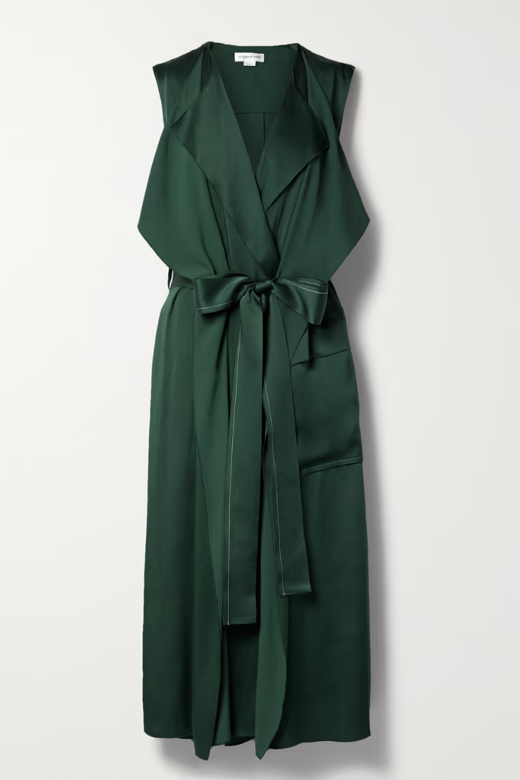 Belted Layered Cutout Duchesse-satin Wrap Dress
