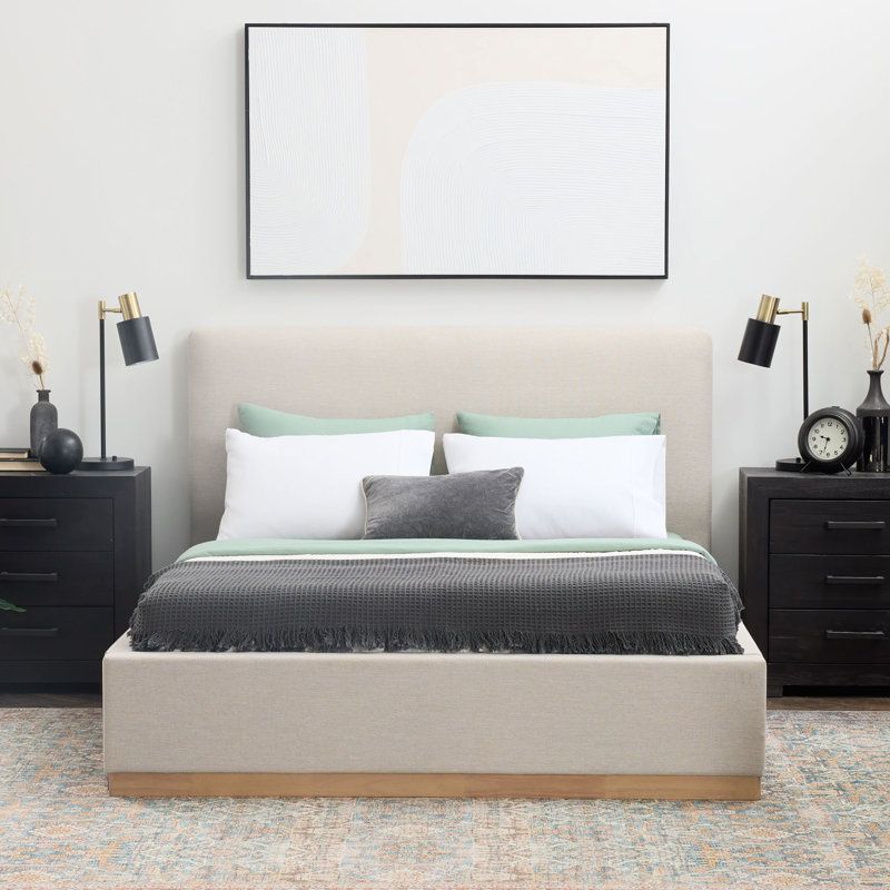 Grounded Upholstered Wood Base Bed (Queen)