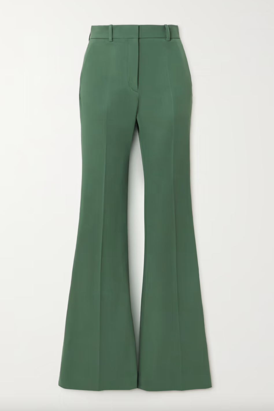 Buy Women Green Belted High Waist Flared Trousers - Trends Online India -  FabAlley