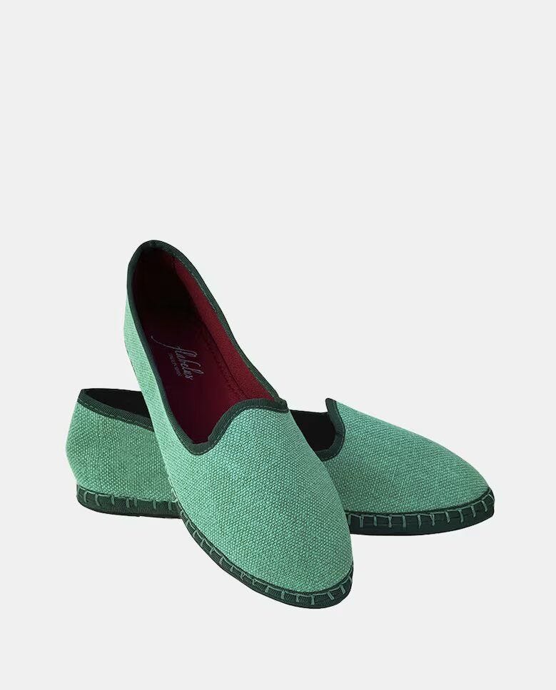 Slippers de mujer en lino con ribete 