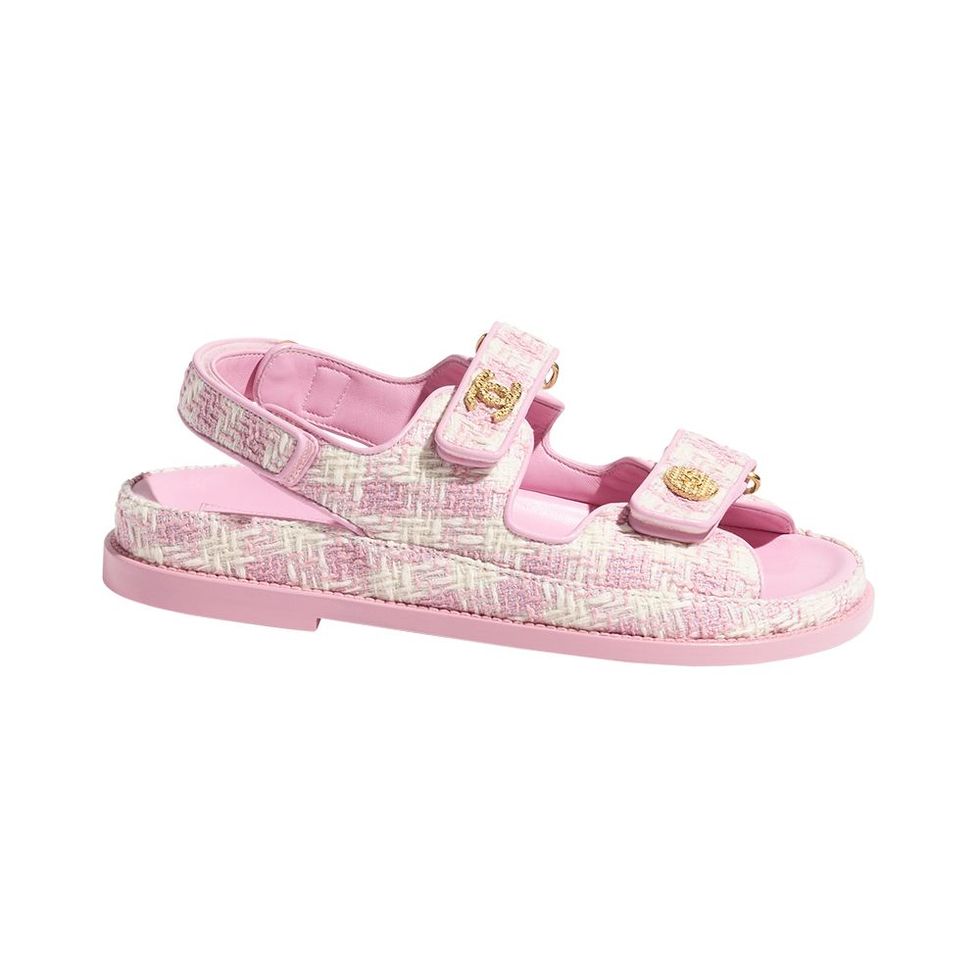 Pink & Ecru Tweed Sandals