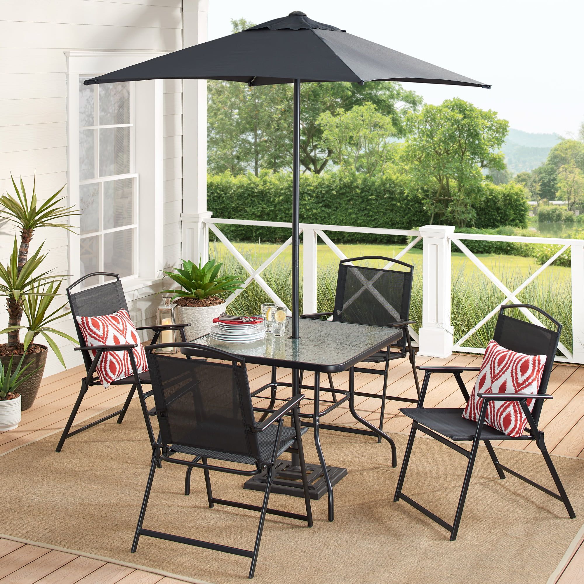 Patio table and chairs with hot sale umbrella walmart