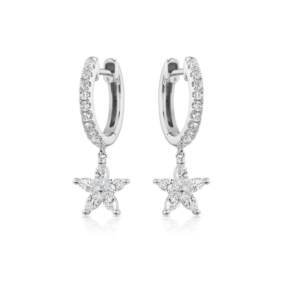 Marquise Diamond Huggie Earrings