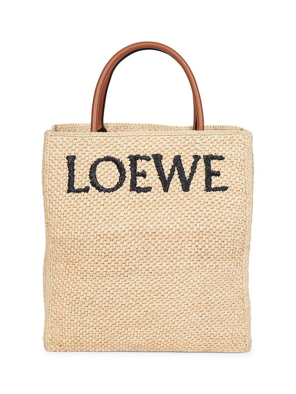  A4 Raffia & Leather Tote Bag