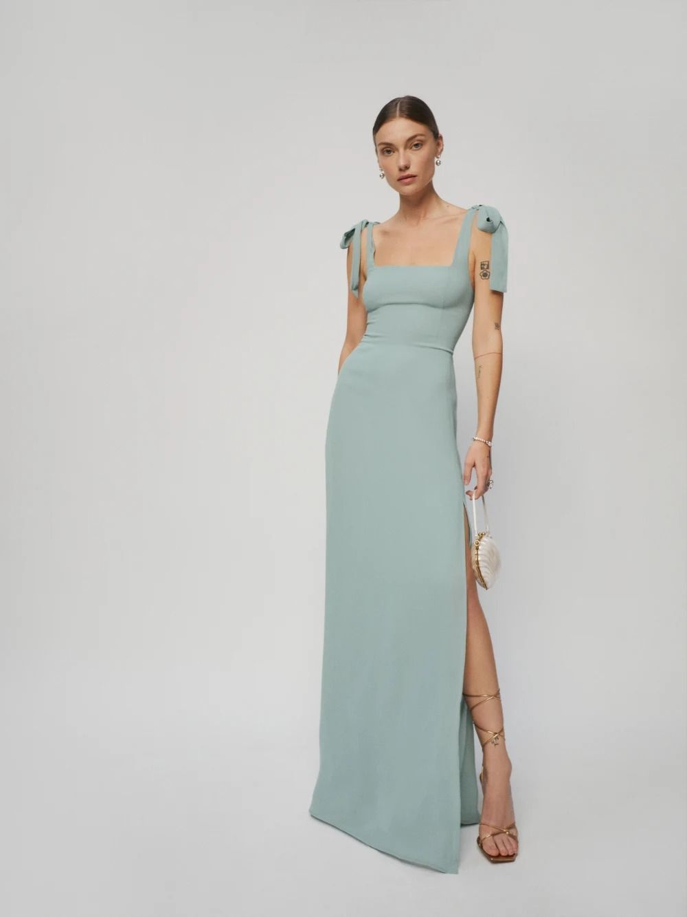 Khaki green dress for hotsell wedding guest