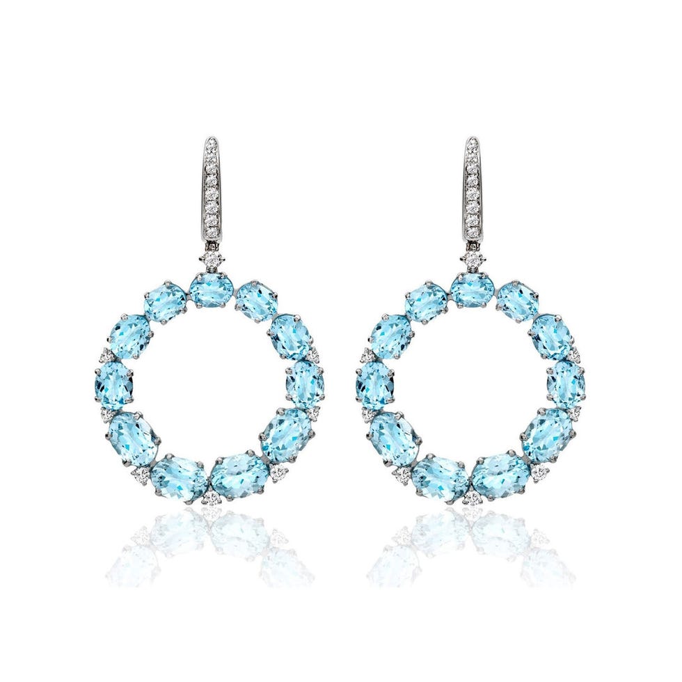 Lola Blue Topaz and Diamond Hoops