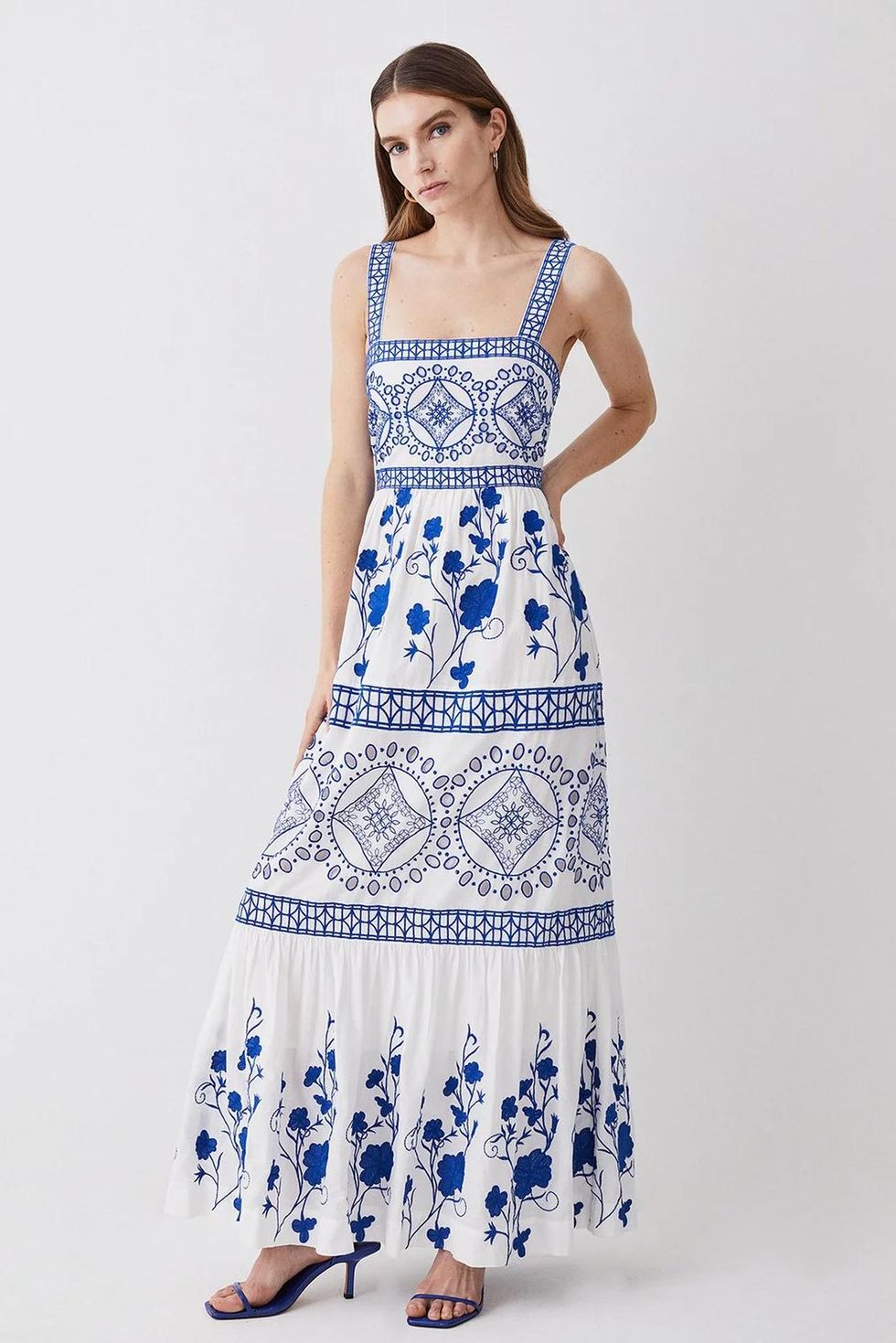 Floral & Geo Embroidered Woven Midaxi