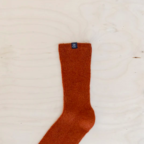 Men's Cashmere & Merino Socks in Rust