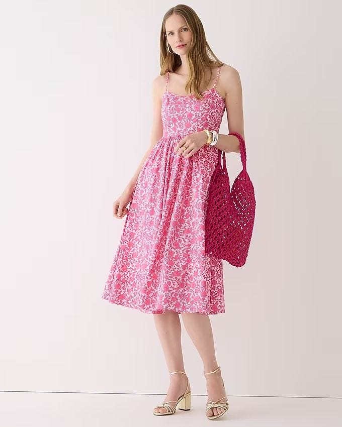 A-line Cotton Poplin Midi Dress