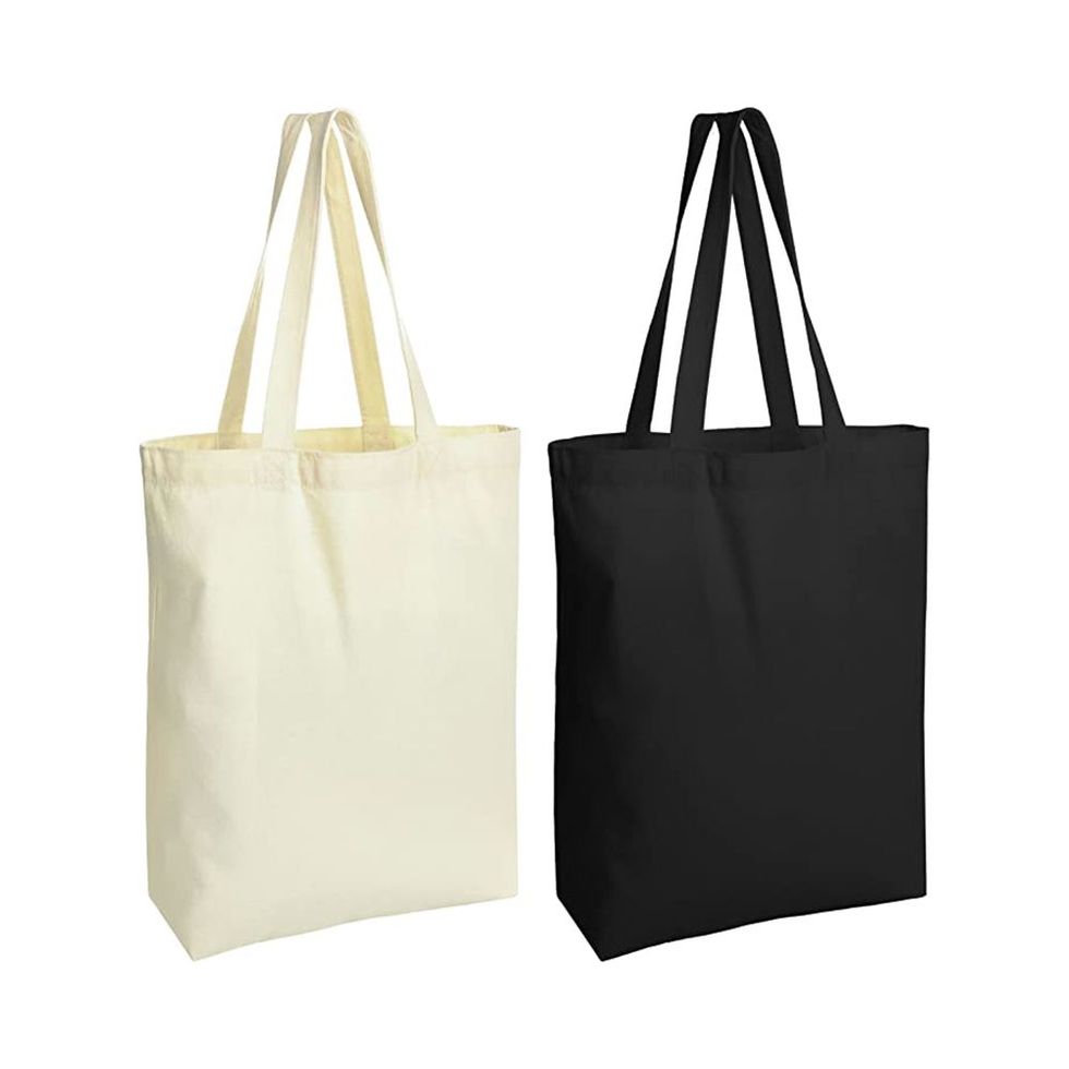 Canvas Tote Bags,2 Pcs Tote Bags Multi-Purpose Reusable Blank Canvas Bags  Use For Grocery Bags,Shopping Bags,DIY Gift Bags