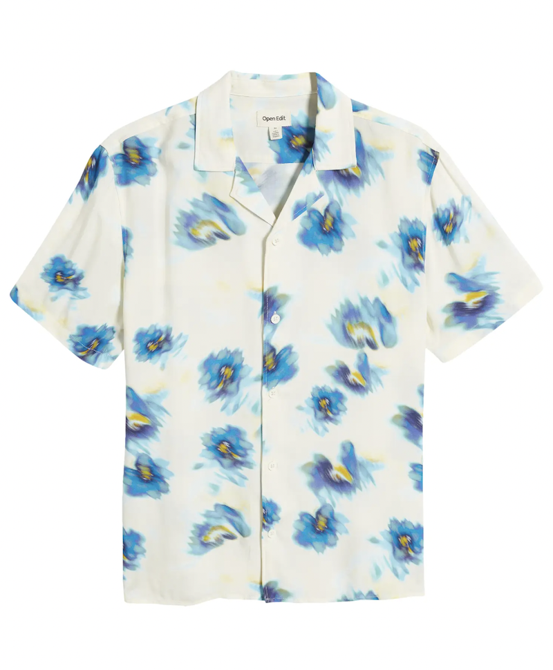 Floral Notched Collar Camp Shirt