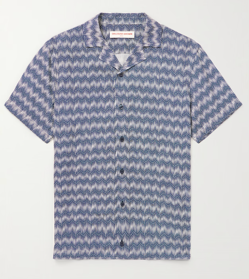 Travis Camp-Collar Printed Crepe Shirt Travis Camp-Collar Printed Crepe Shirt