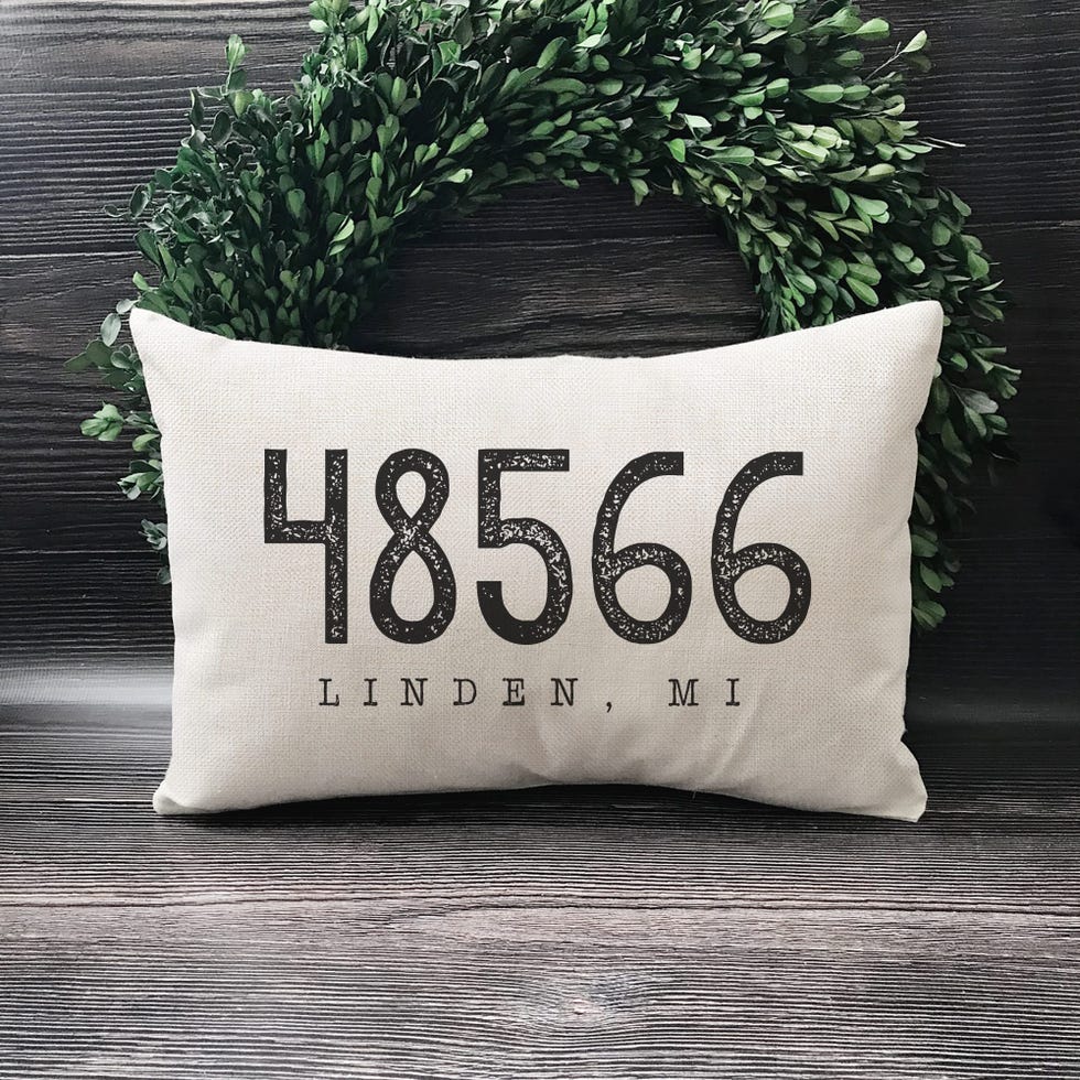 Zip Code Lumbar Pillow with City and State