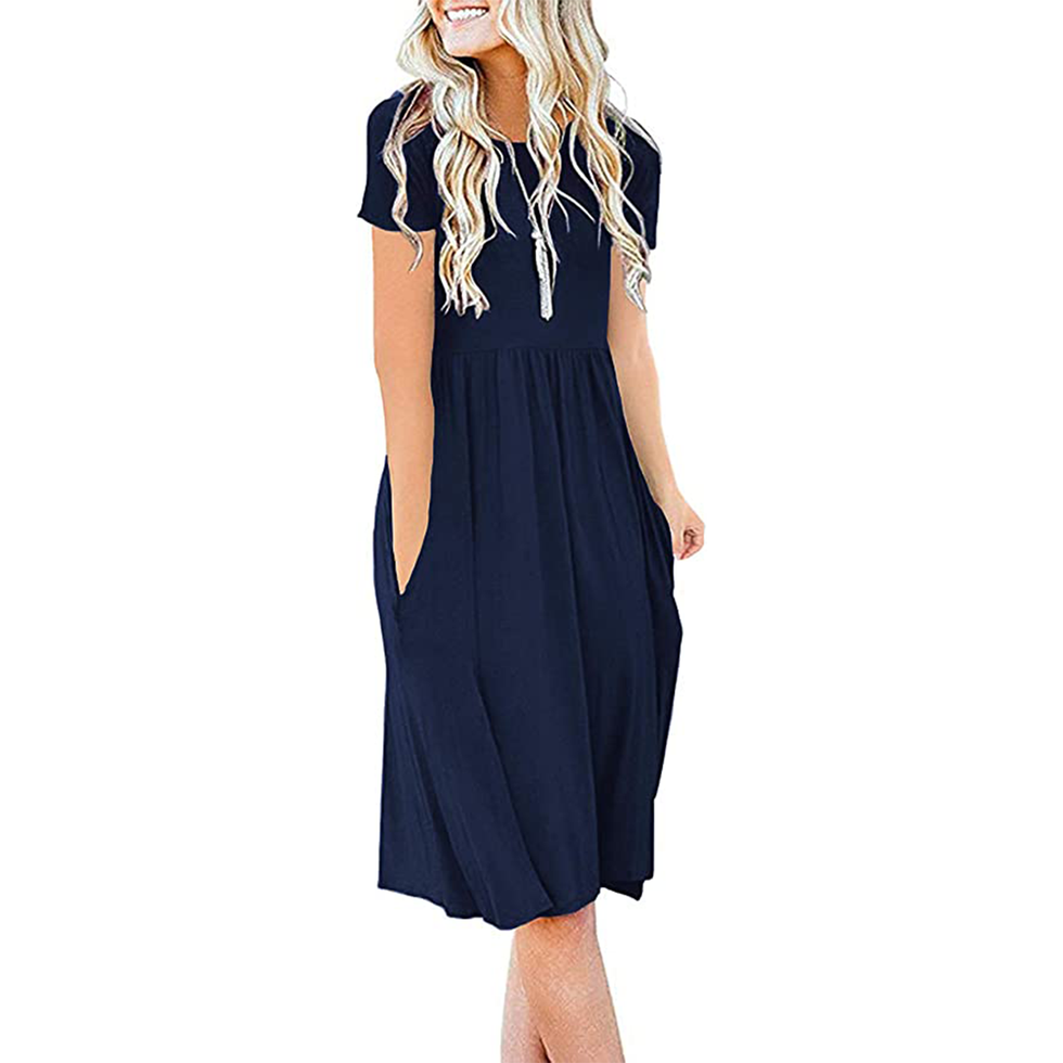 Casual Short Sleeve Dress with Pockets