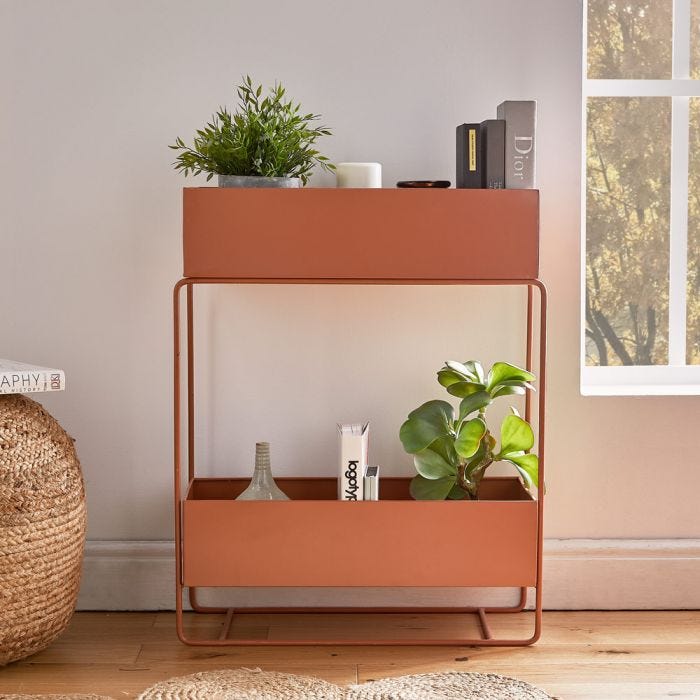 Burnt Orange Double Plant Stand