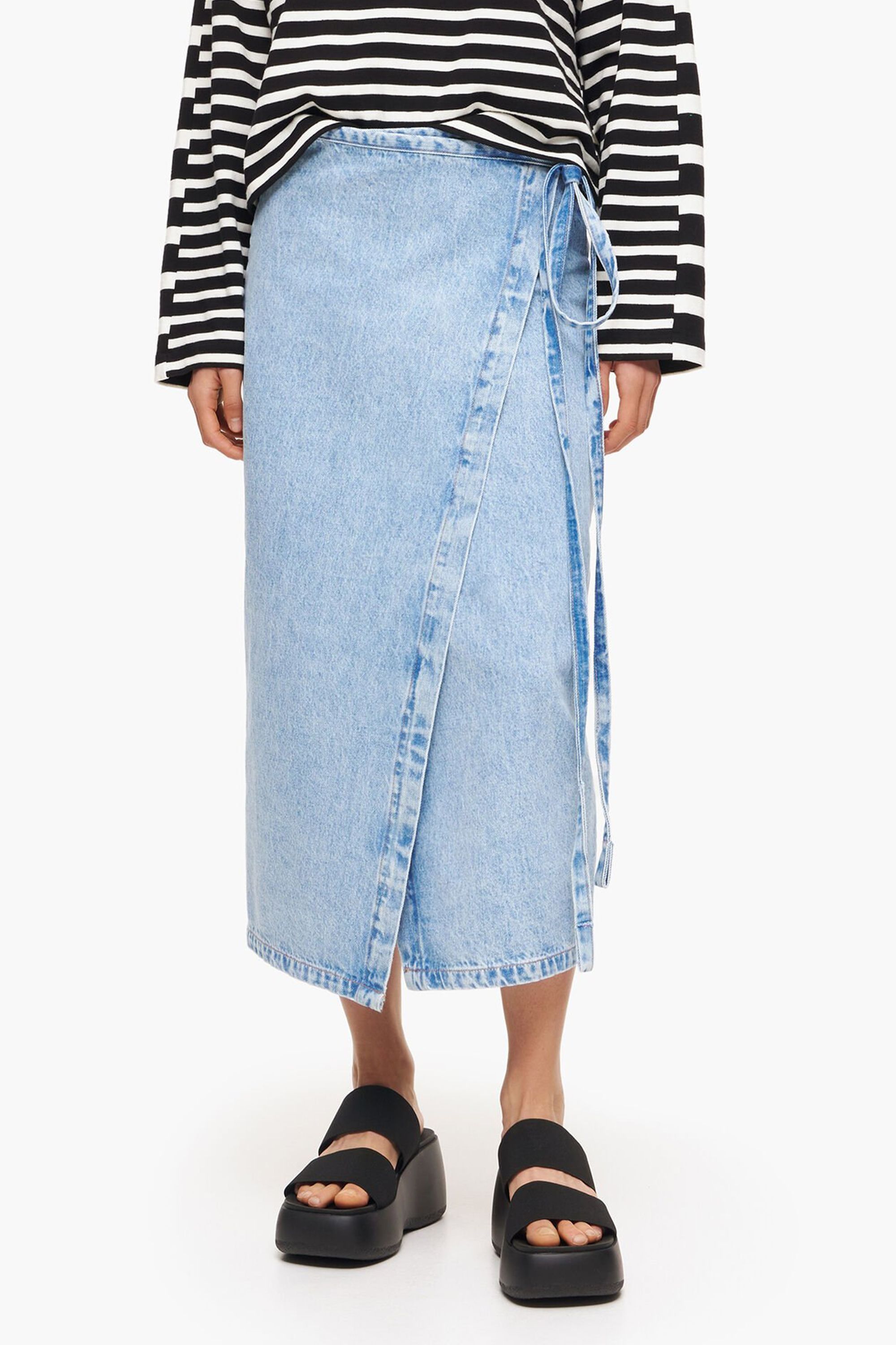 Denim wrap shop skirt queen size