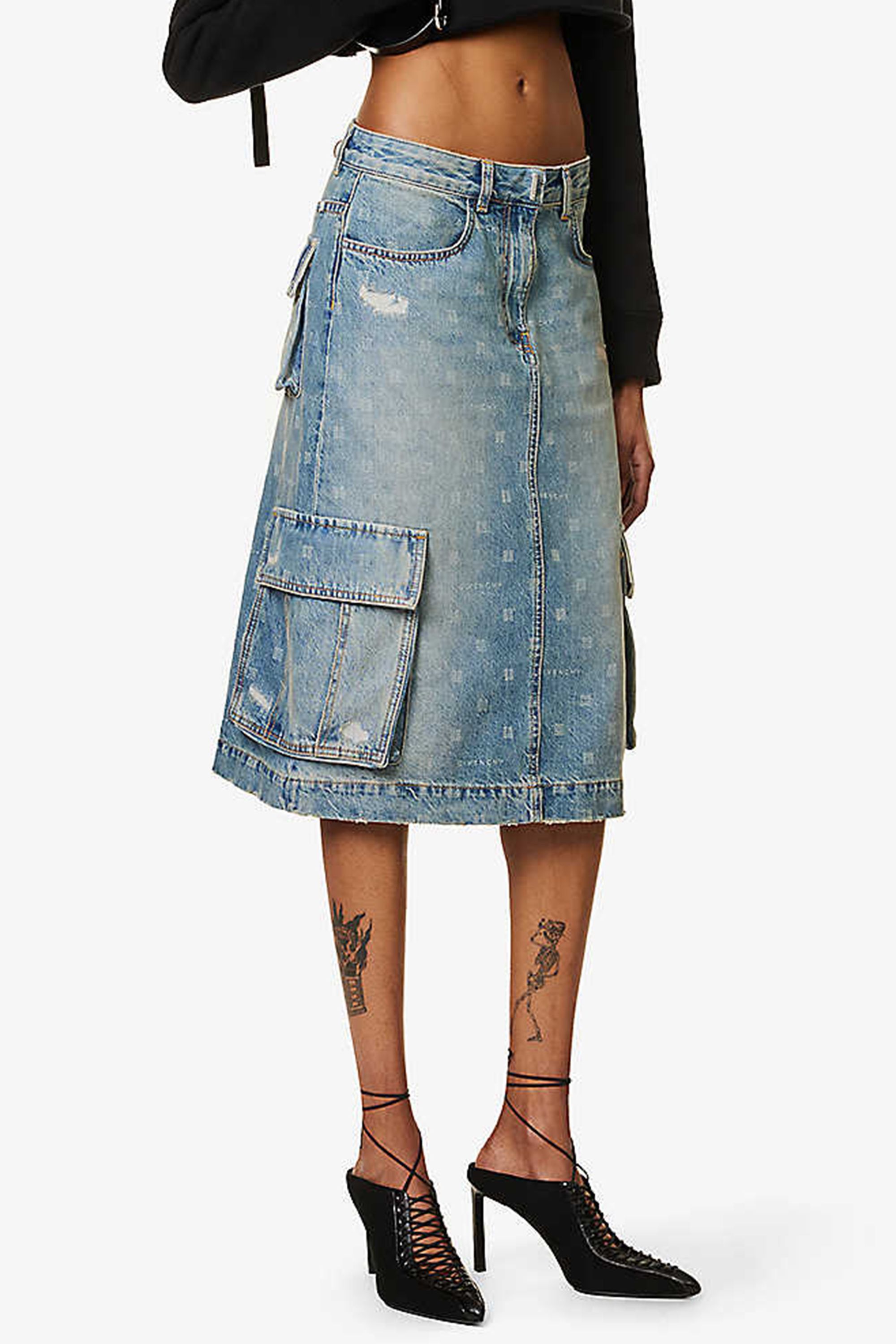 Mid length hotsell denim skirts queen