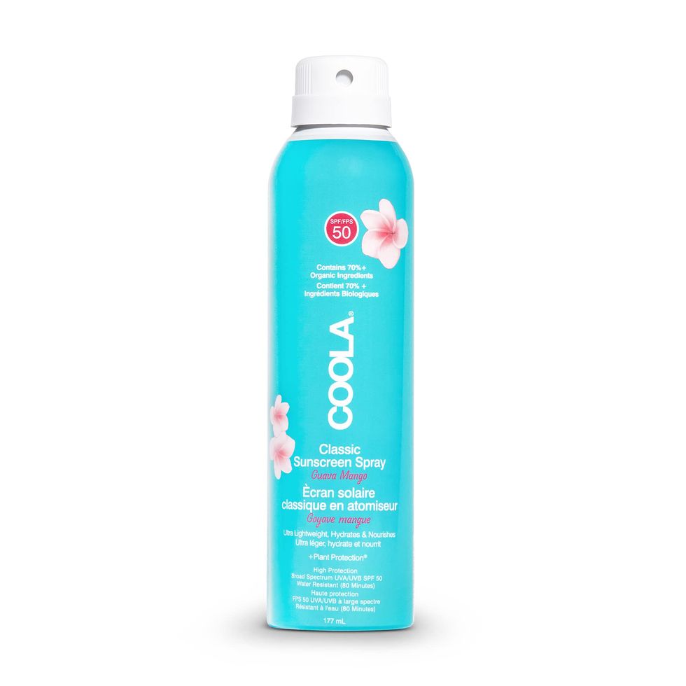 Coola Classic SPF 50 Body Sun Cream Spray, Broad Spectrum UVA/UVB Protection Sunscreen, Reef Friendly and Vegan, Guava and Mango, 177 ml