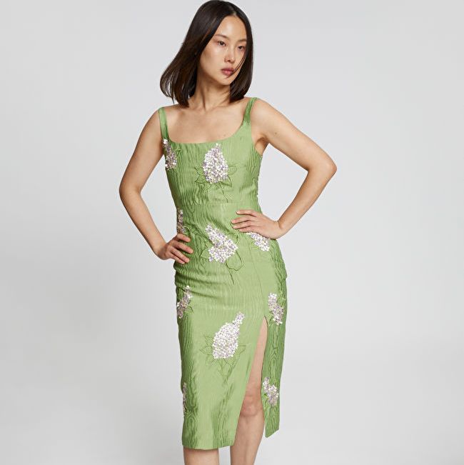 floral embroidery midi dress