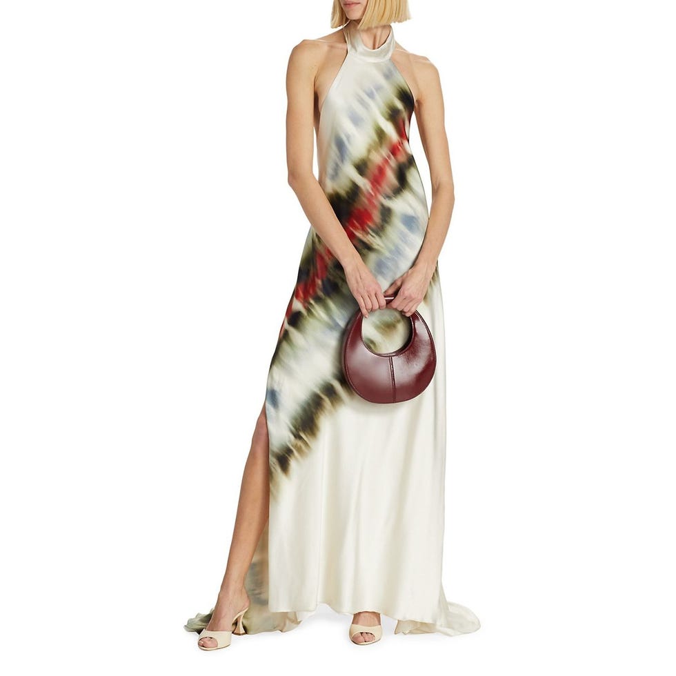 Sheryll Painterly Open-Back Gown