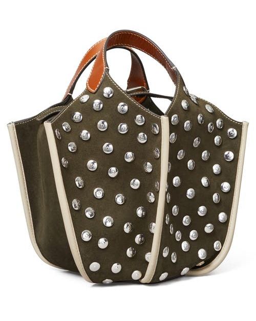 Studded Suede Lampshade Crossbody Bag