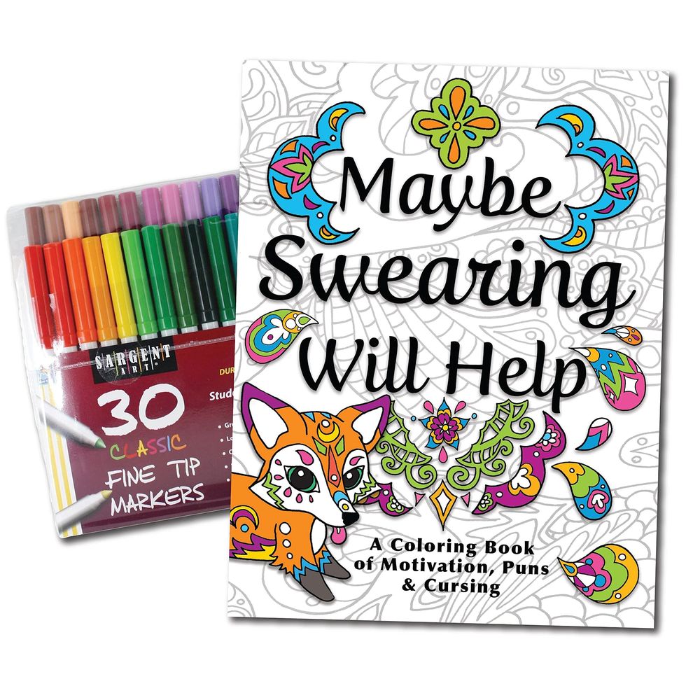 "Maybe Swearing Will Help" Adult Coloring Book Set 