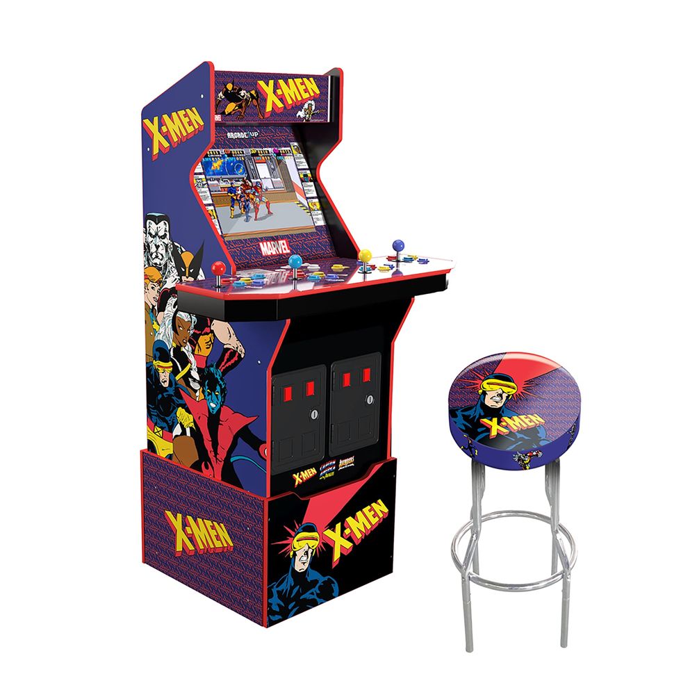 X-Men 4-Player Arcade Machine with Riser and Stool