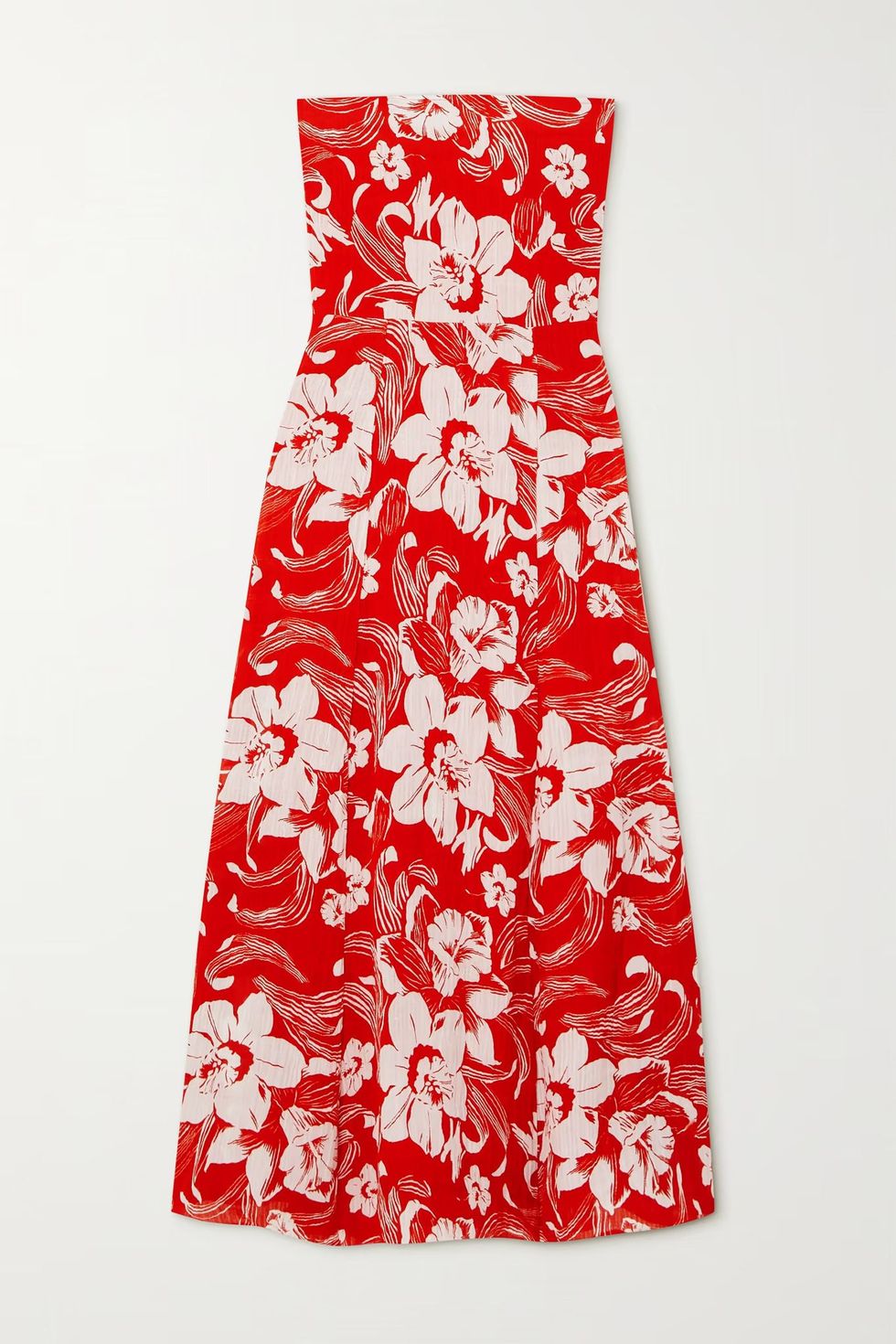 Maivi strapless bow-detailed floral-print linen dress