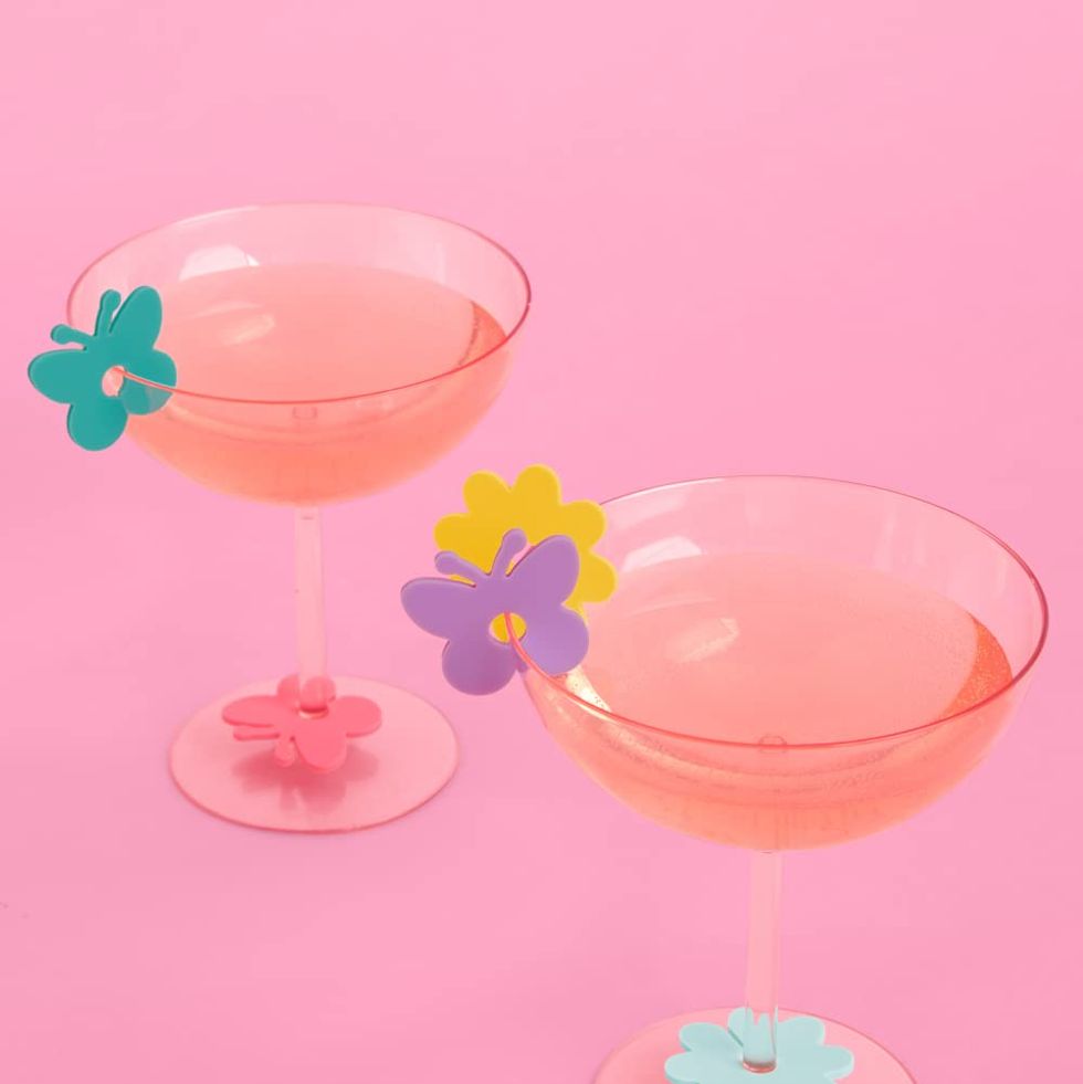 Butterfly and Flower Drink Markers Set