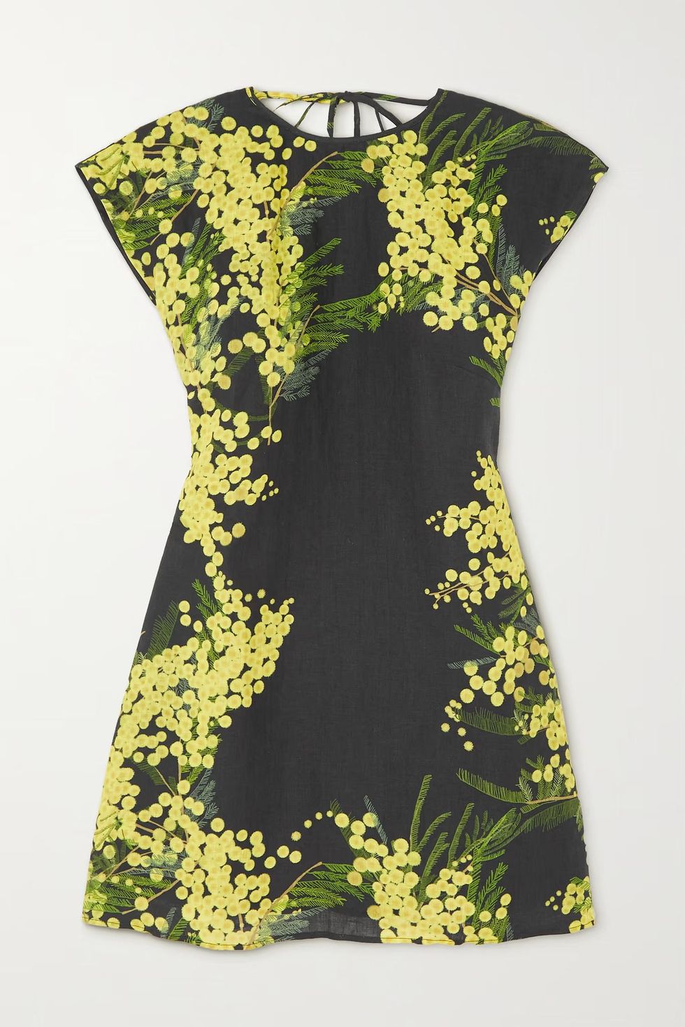Anne cutout floral-print linen mini dress