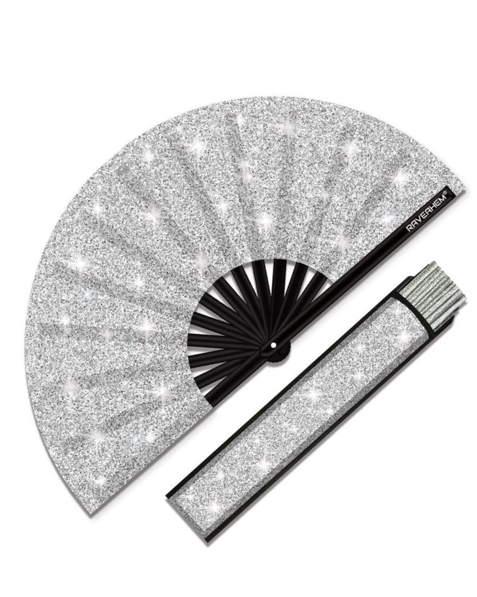 Glitter Large Rave Folding Hand Fan
