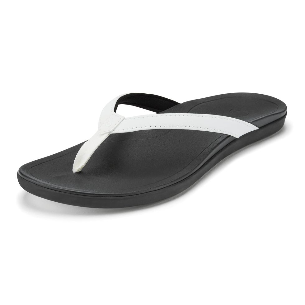Orthotic Arch Support Flip Flop Thongs (Black / White Straps