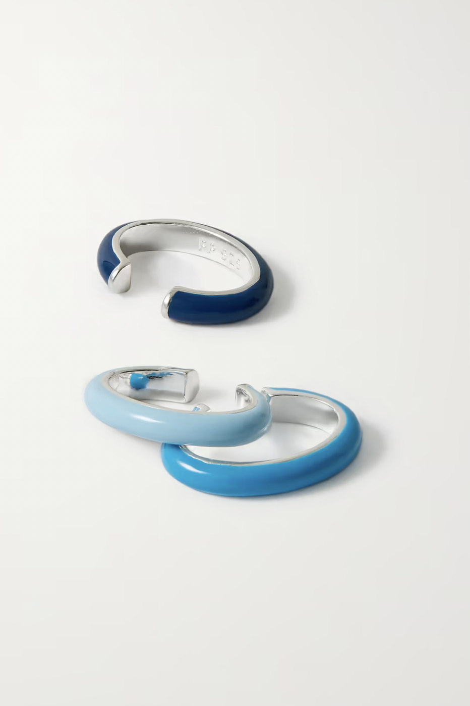 Ombré Set of Three Sterling Silver and Enamel Ear Cuffs
